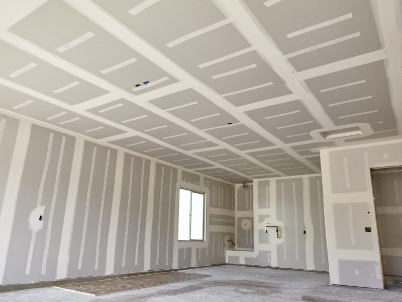 Construction building industry new home construction interior drywall tape and finish details